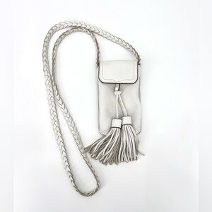 Isabel White Vegan Leather Braided Crossbody Bag Western Boho Spring Summer